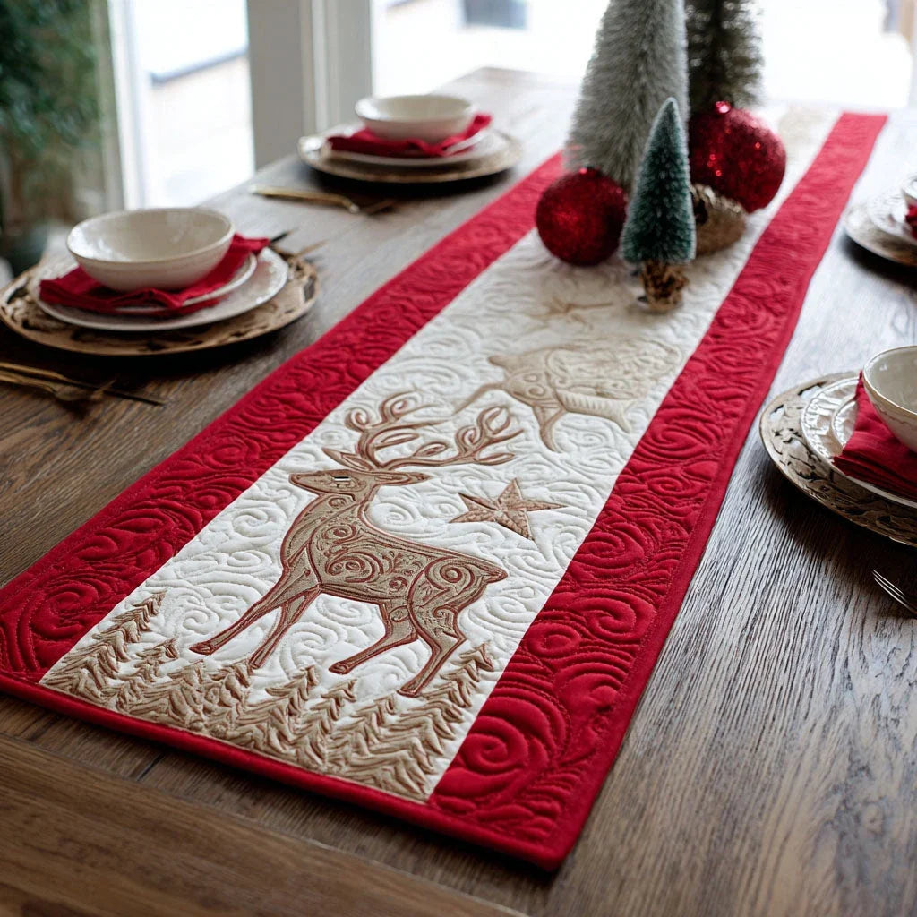 Holiday Deer Quilted Table Runner