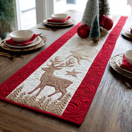 Holiday Deer Quilted Table Runner
