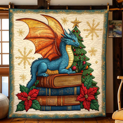 Holiday Dragon Book Quilt Blanket