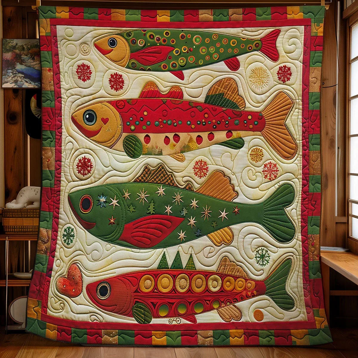 Holiday Fish Quilt Blanket