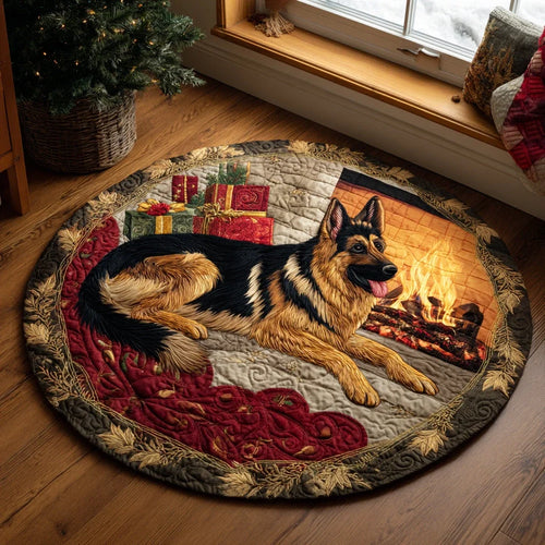 Holiday German Shepherd Glow Quilted Round Mat