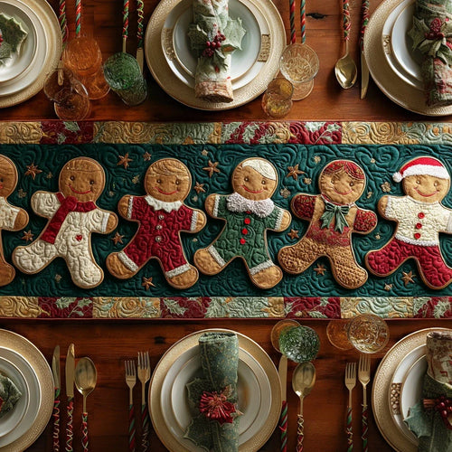 Holiday Gingerbread Man Quilted Table Runner
