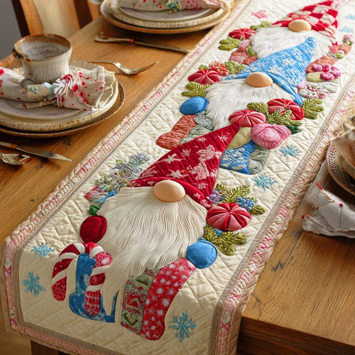 Holiday Gnome Glow Quilted Table Runner