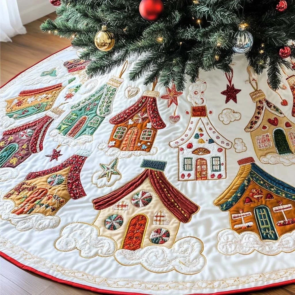 Holiday Hearth Christmas Quilted Tree Skirt