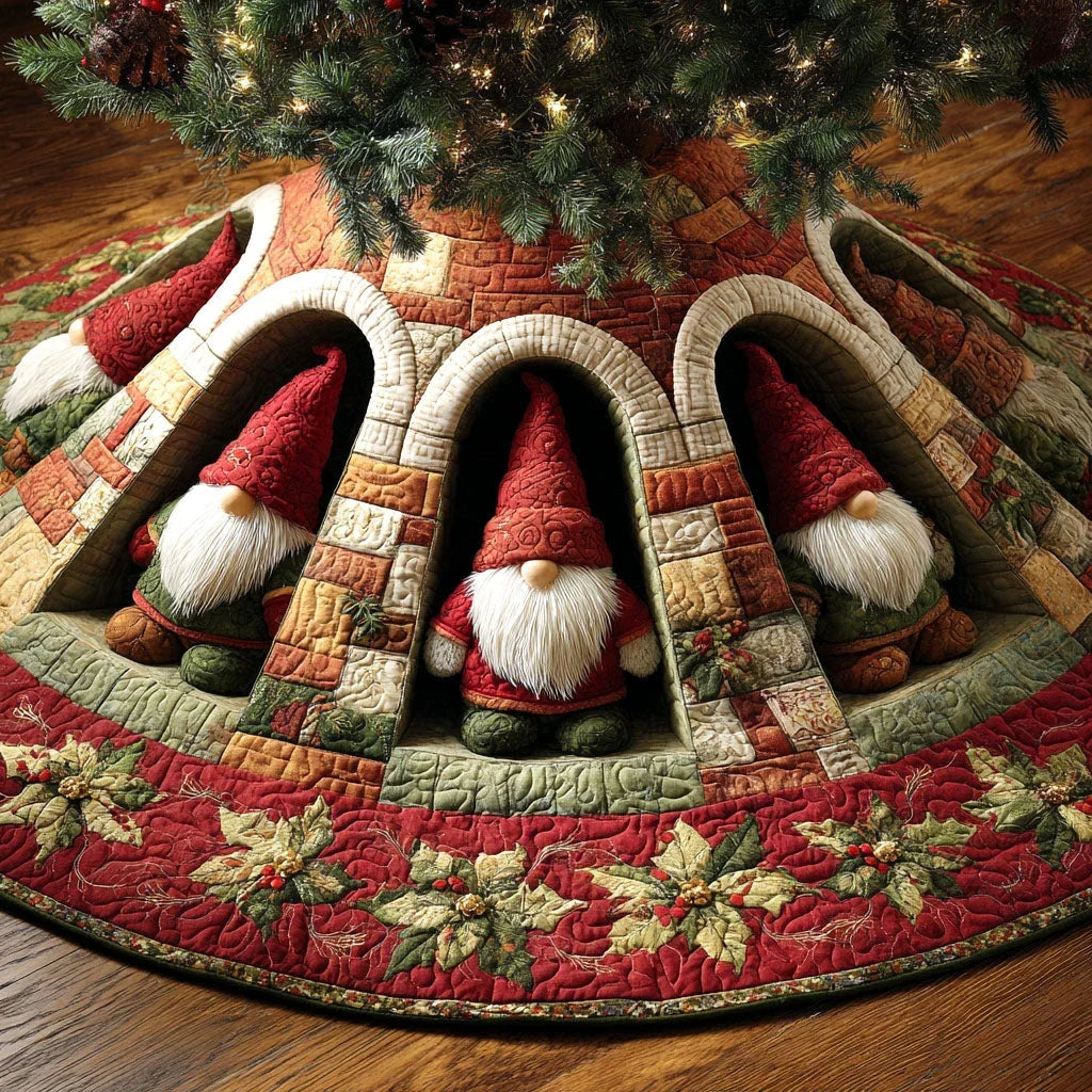 Holiday Hideaway Christmas Quilted Tree Skirt