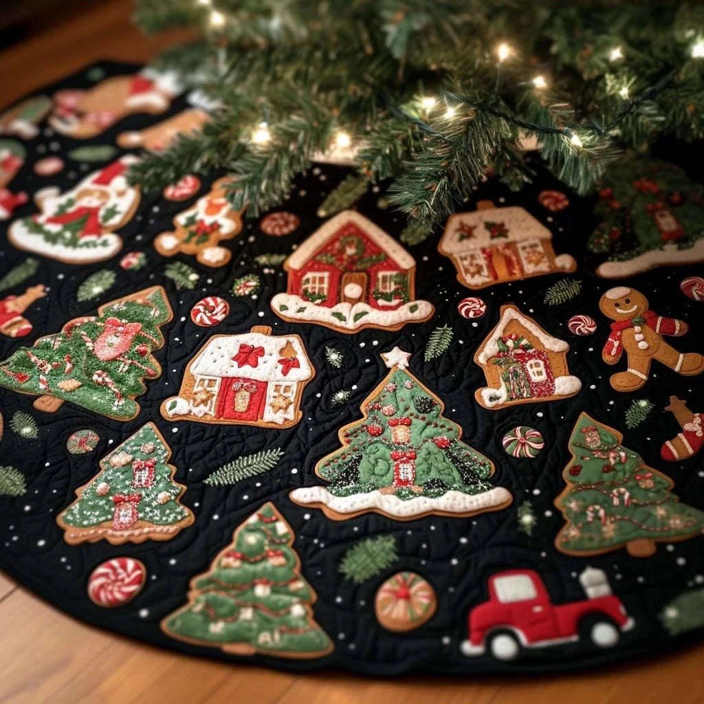Holiday Homestead Christmas Quilted Tree Skirt