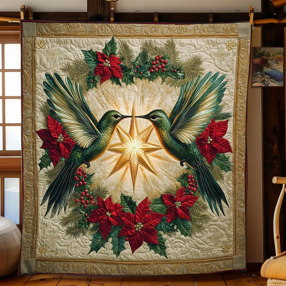 Holiday Hummingbird Quilt Blanket