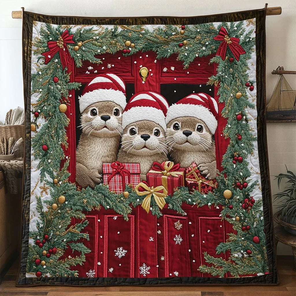 Holiday Otter Quilt Blanket