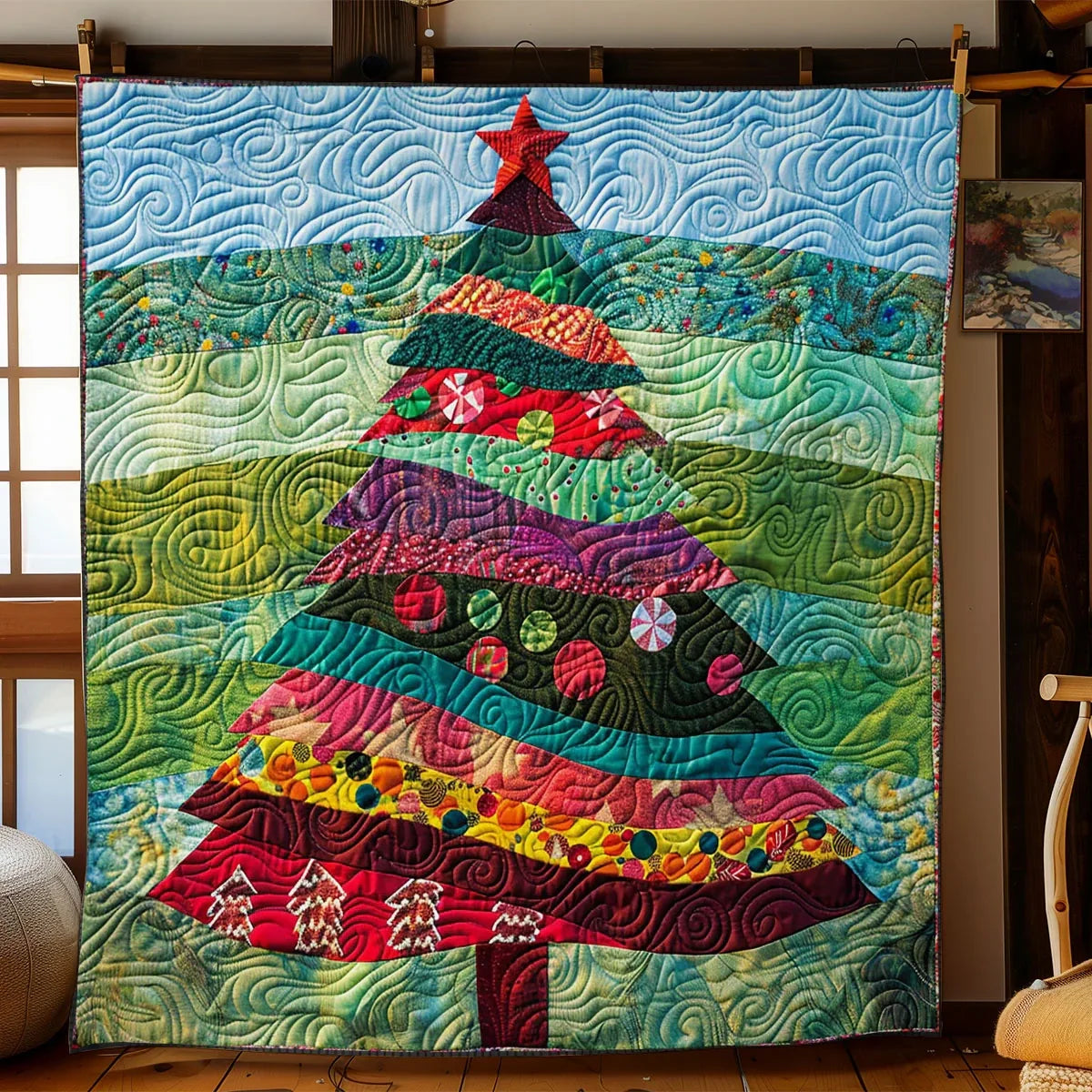 Holiday Patch Tree Quilt Blanket