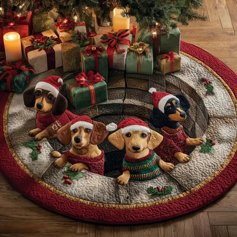 Holiday Paws Quilted Round Mat