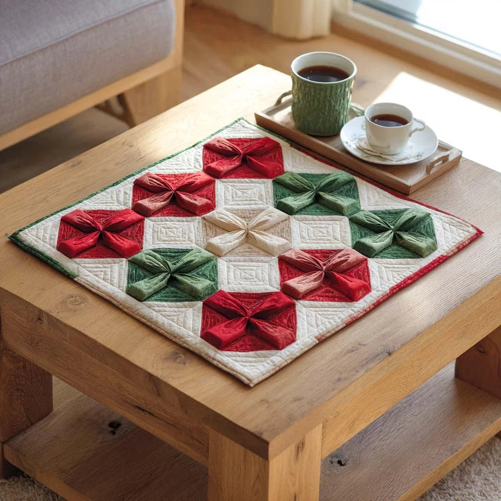 Holiday Petals Quilted Table Topper