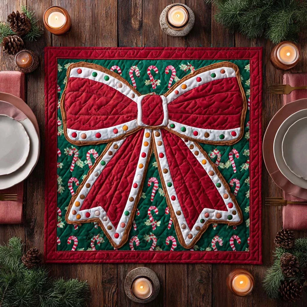 Holiday Ribbon Quilted Table Topper