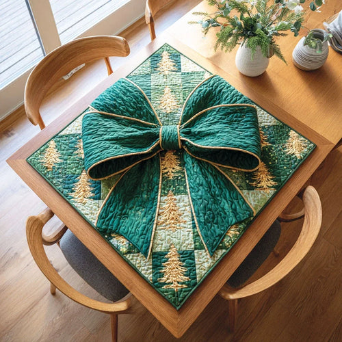 Holiday Tree Bow Quilted Table Topper