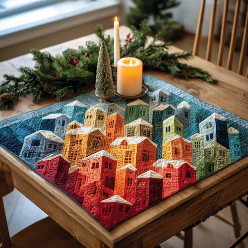 Holiday Village Quilted Table Topper