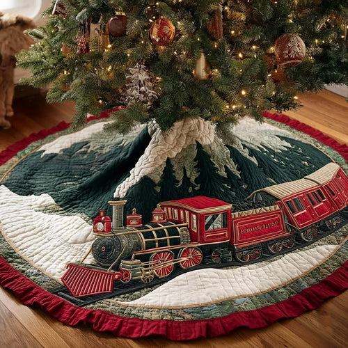 Holiday Voyage Christmas Quilted Tree Skirt