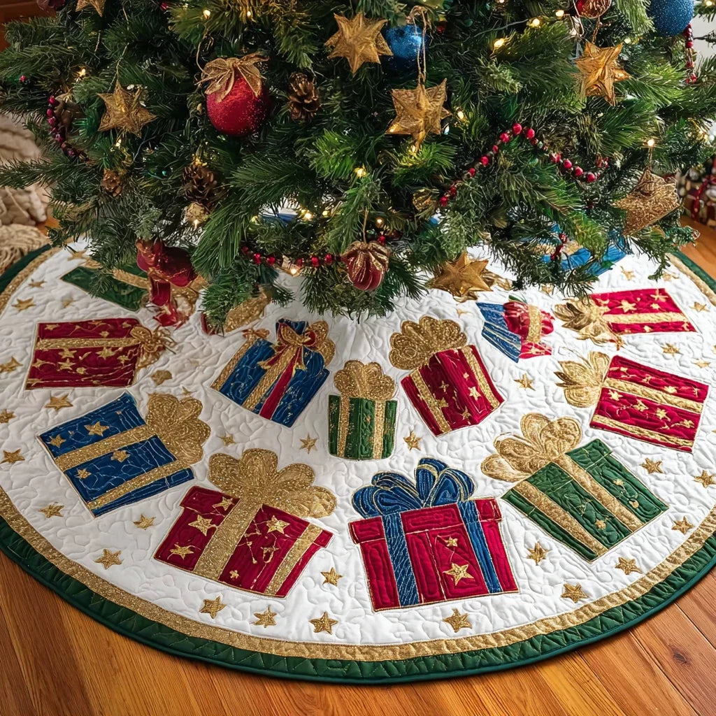 Holiday Wonder Christmas Quilted Tree Skirt