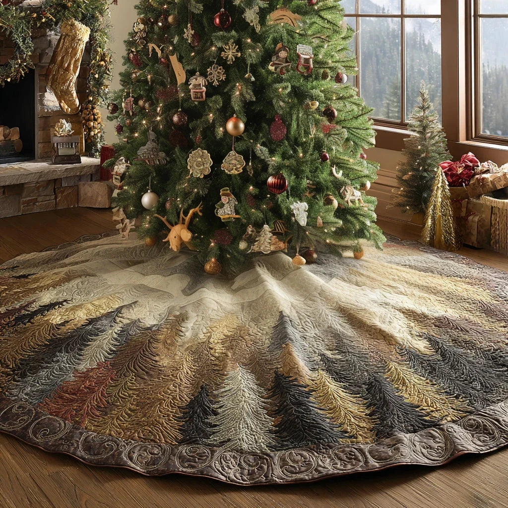 Holiday Woodland Glow Christmas Quilted Tree Skirt