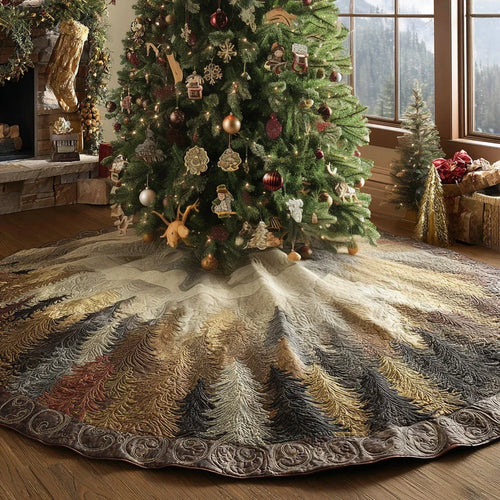 Holiday Woodland Glow Christmas Quilted Tree Skirt