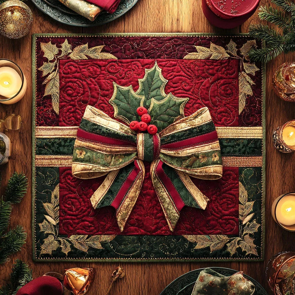 Holly Embrace Quilted Table Topper