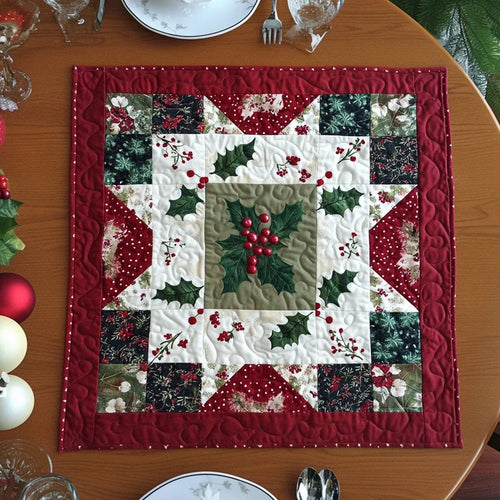 Holly Jolly Charm Quilted Table Topper