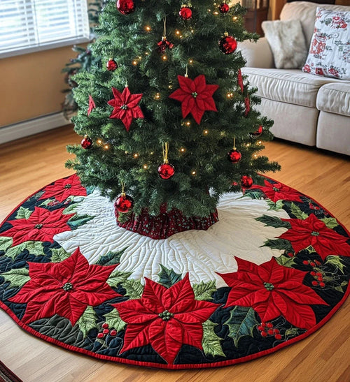 Holly Jolly Comfort Quilted Christmas Tree Skirt