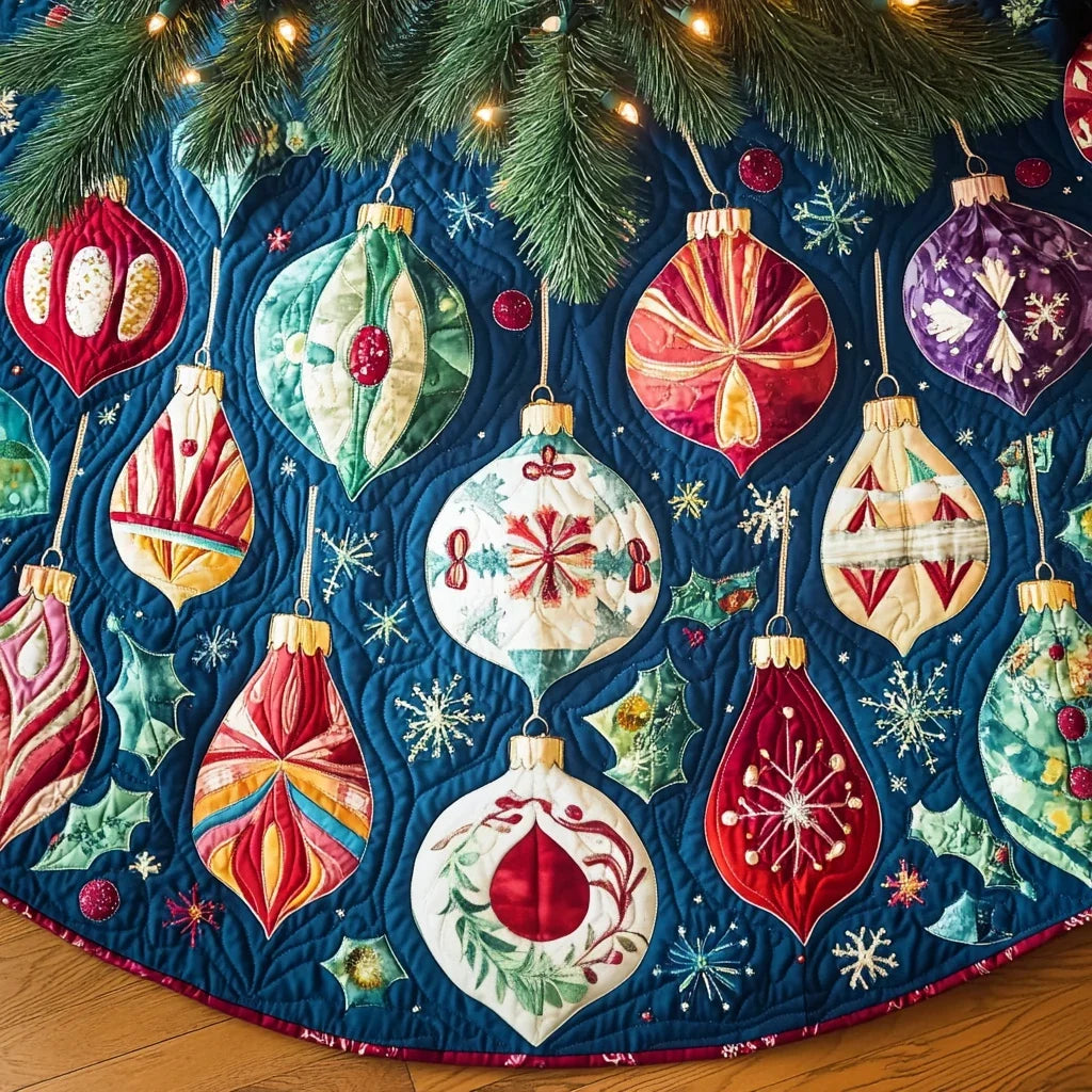 Holly Jolly Quilted Christmas Tree Skirt