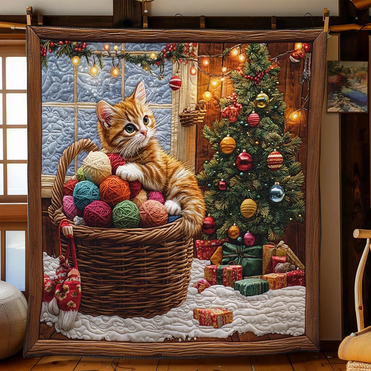 Holly Yarn And Whiskers Quilt Blanket