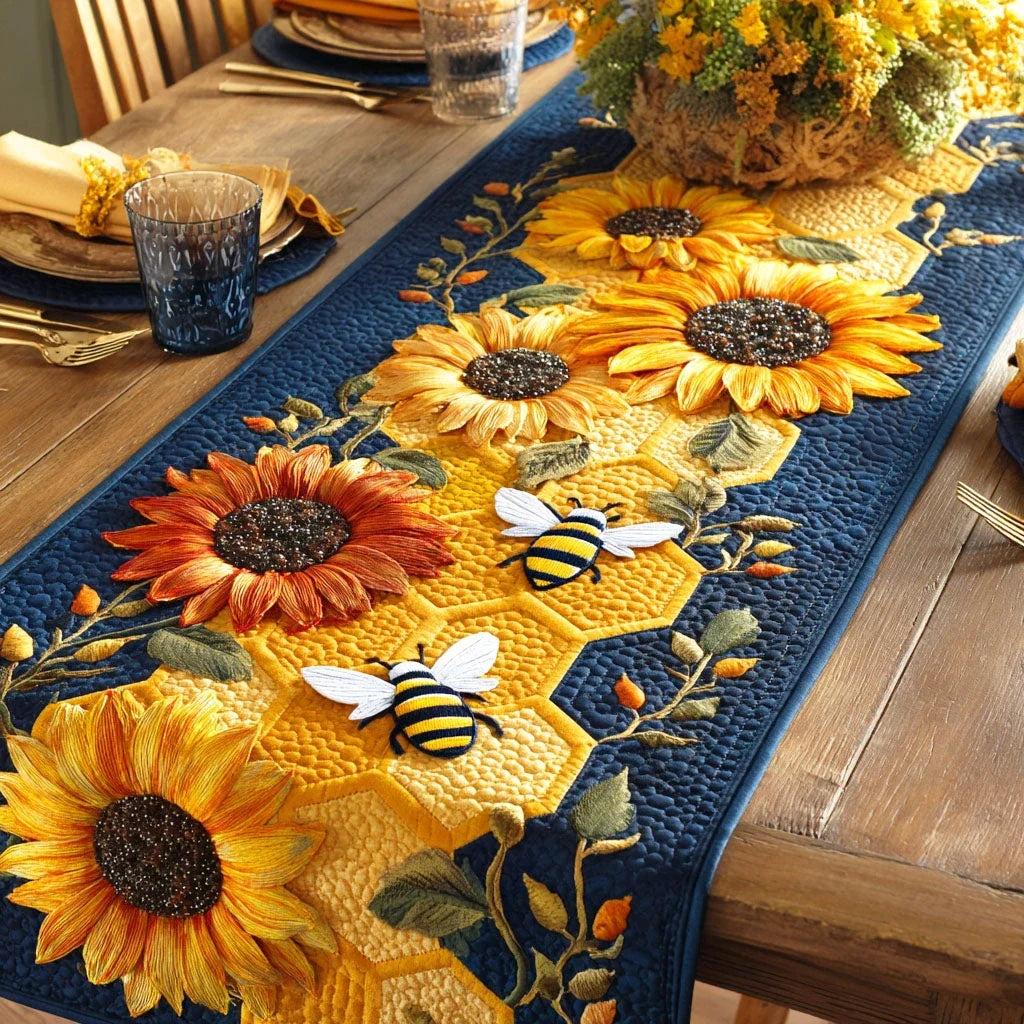 Honey Bloom Field Quilted Table Runner