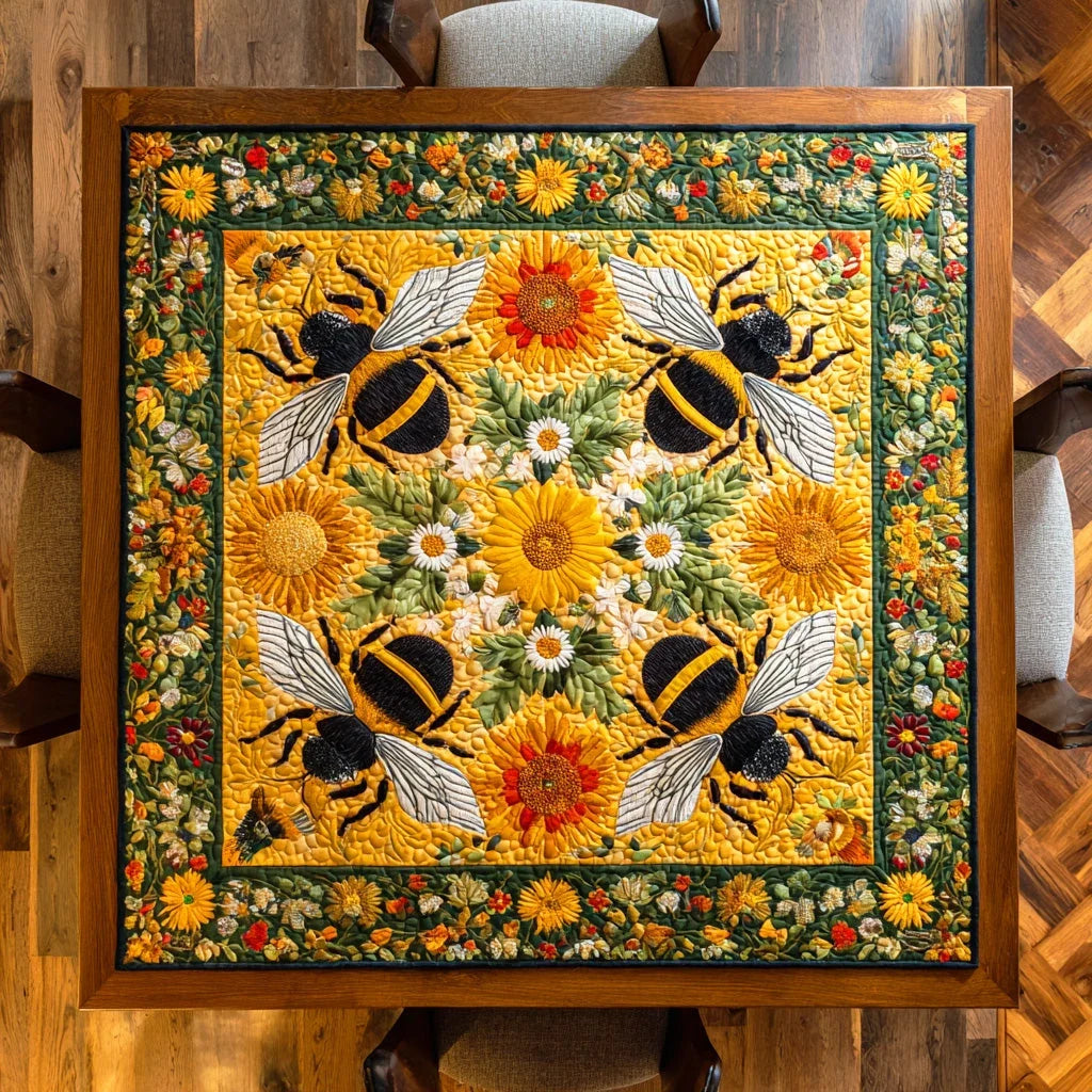 Honey Bloom Field Quilted Table Topper