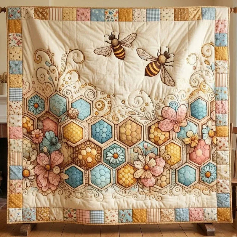 Honeybee Garden Quilt Blanket - Quilted Blanket by Wild and Way