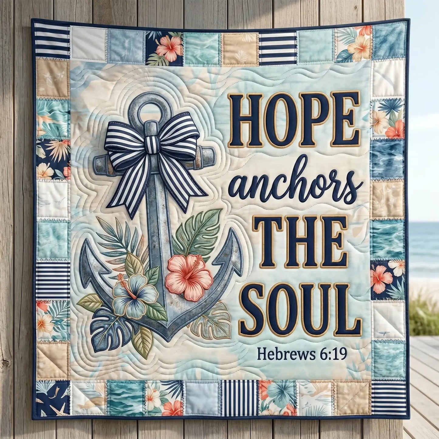 Hope Anchor The Soul Quilt Blanket