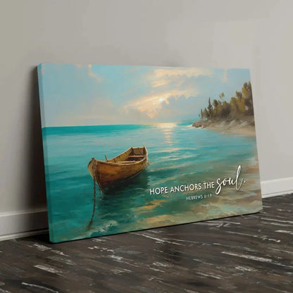 hope anchors the soul hebrews 6 19 wall art canvas print (Landscape) (view 5)