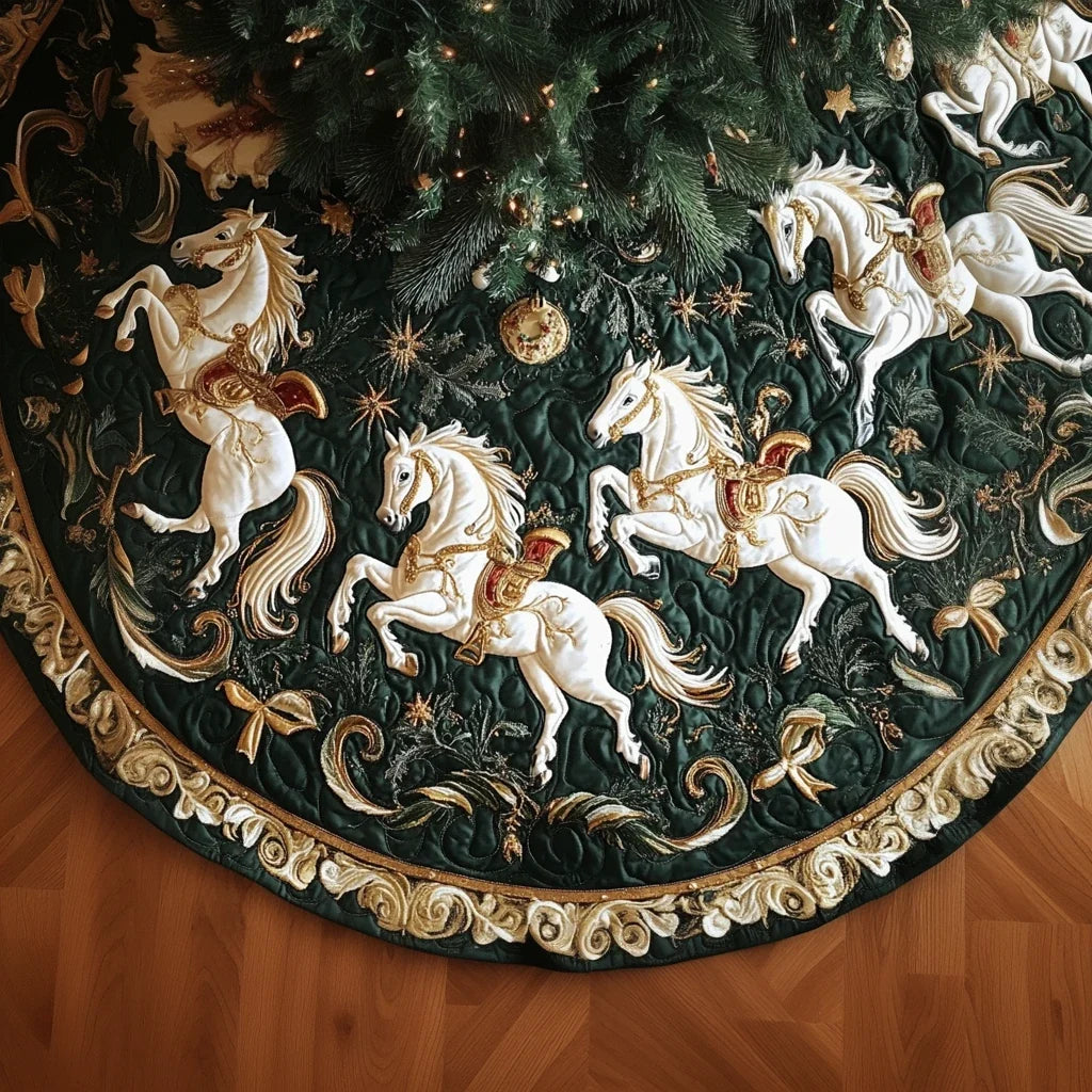 Horse Dream Christmas Quilted Tree Skirt