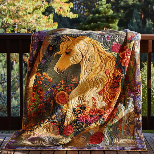 Horse Escape Quilt Blanket - Quilted Blanket by Wild and Way