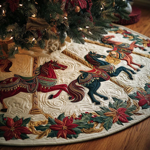 Horse Glory Christmas Quilted Tree Skirt