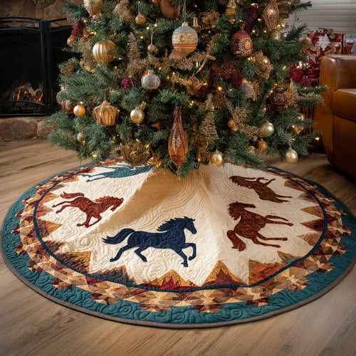 Horse Glory Christmas Quilted Tree Skirt