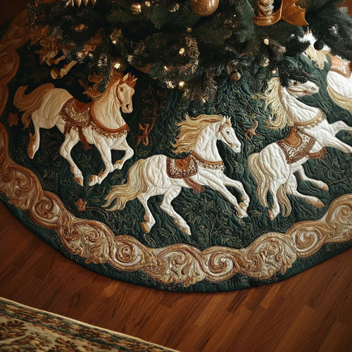 Horse Glory Christmas Quilted Tree Skirt