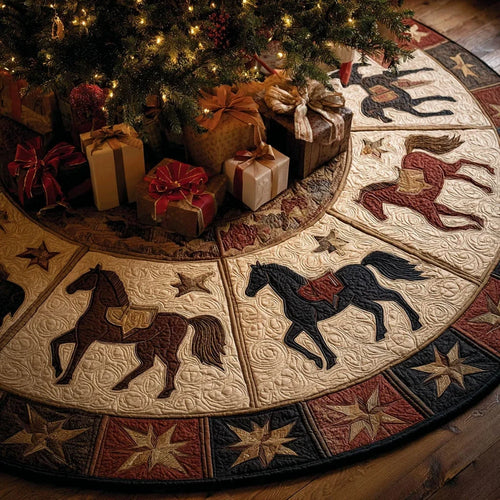Horse Grace Christmas Quilted Tree Skirt