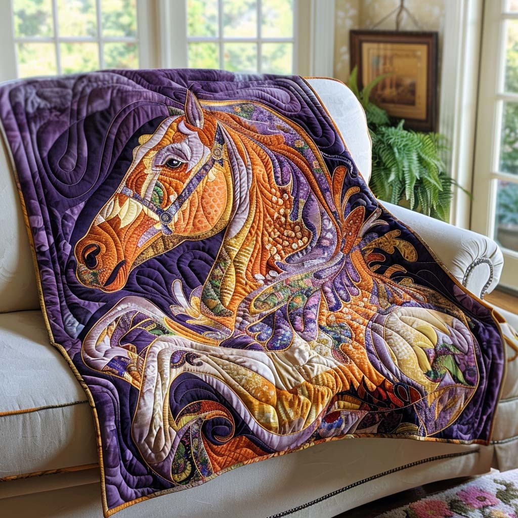 Horse Harmony Quilt Blanket - Quilted Blanket by Wild and Way