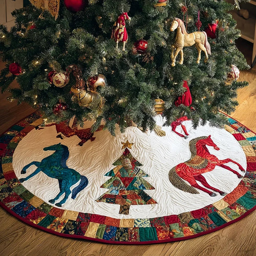 Horse Journey Christmas Quilted Tree Skirt