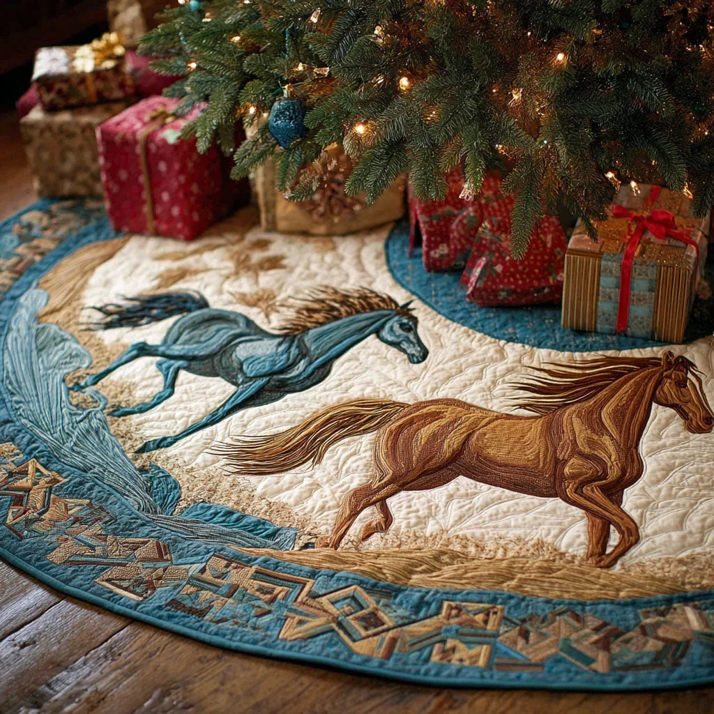 Horse Magic Christmas Quilted Tree Skirt