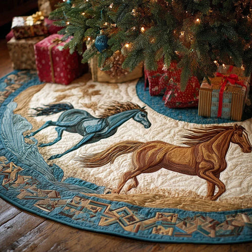 Horse Magic Christmas Quilted Tree Skirt