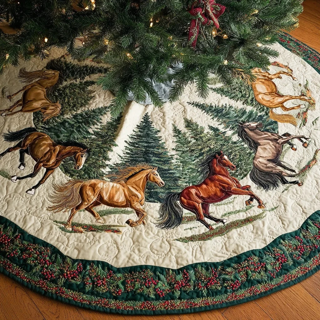 Horse Magic Christmas Quilted Tree Skirt
