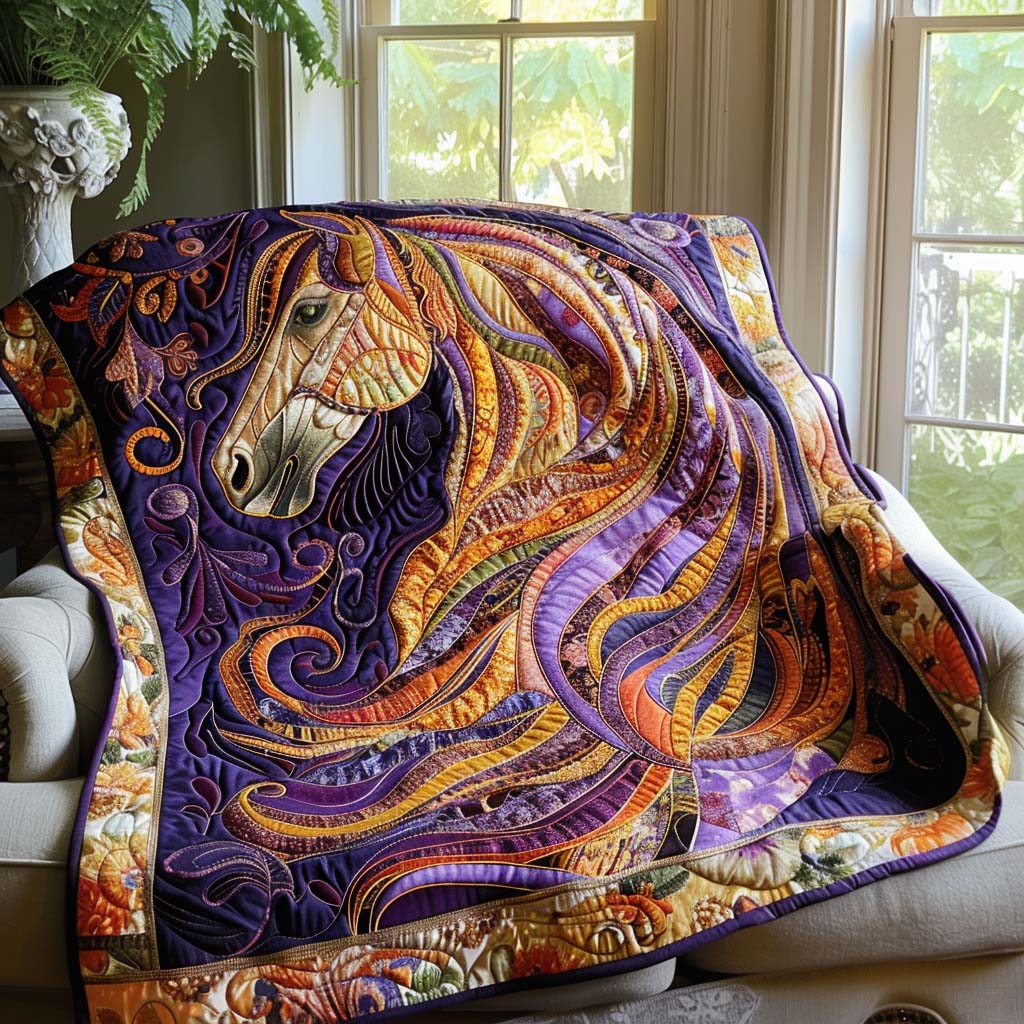 Horse Paradise Quilt Blanket - Quilted Blanket by Wild and Way
