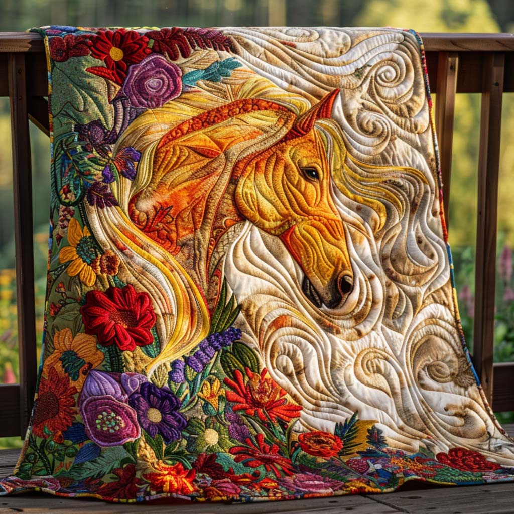 Horse Serenity Quilt Blanket - Quilted Blanket by Wild and Way