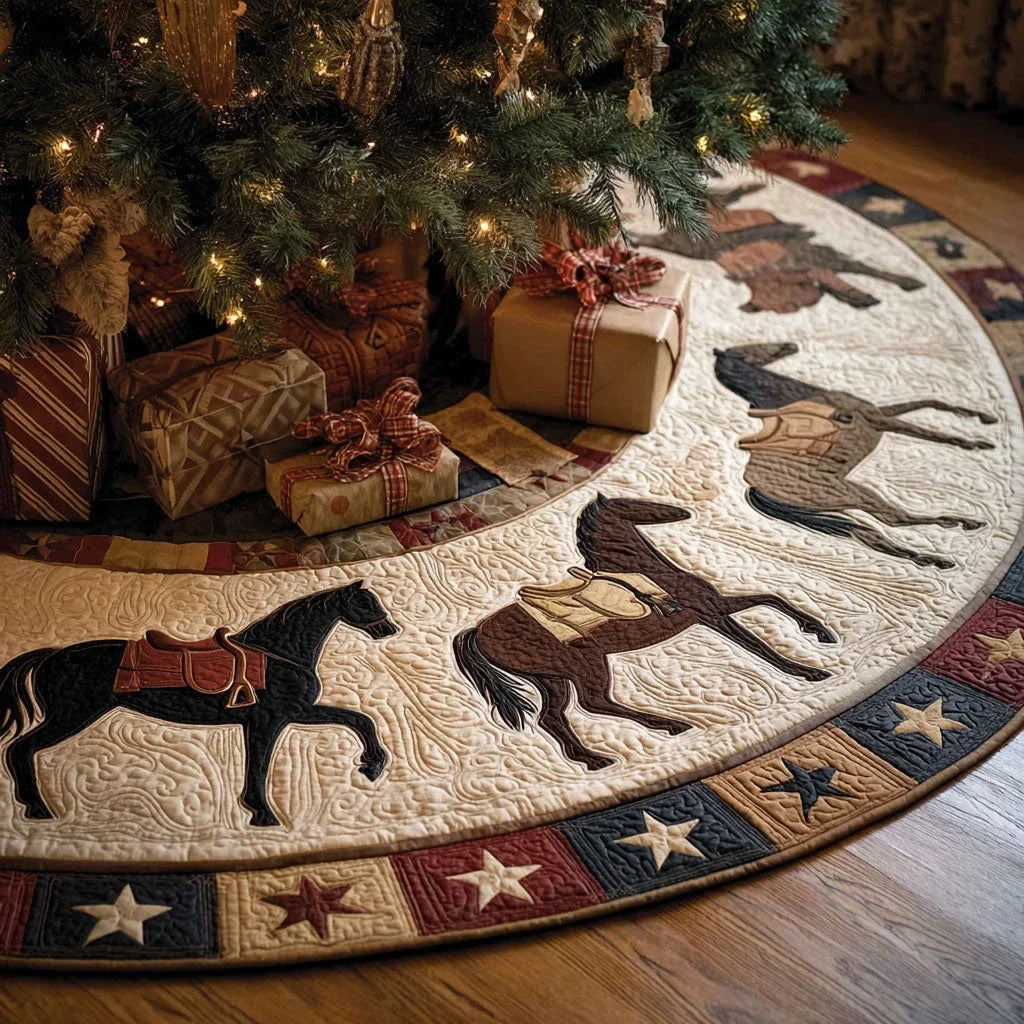 Horse Shine Christmas Quilted Tree Skirt