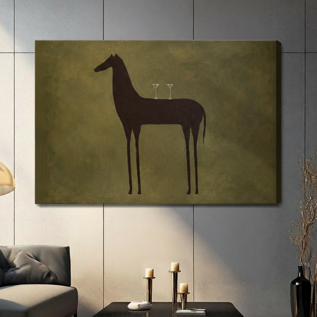 Dark Horse Martini Minimalist Canvas Wall Art