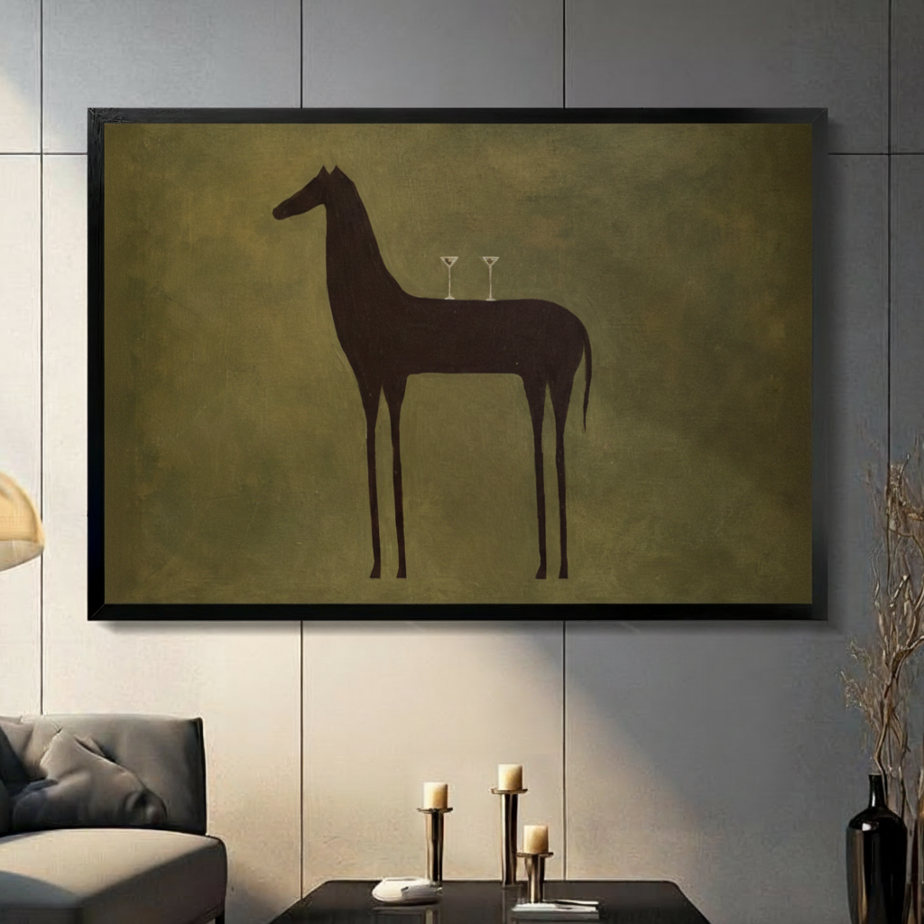 Dark Horse Martini Minimalist Canvas Wall Art