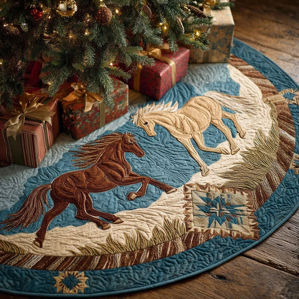 Horse Spirit Christmas Quilted Tree Skirt