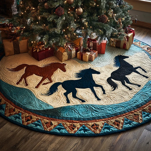 Horse Spirit Christmas Quilted Tree Skirt
